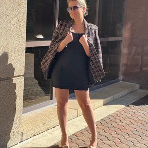 BLACK/PINK BLAZER AND SKIRT SET